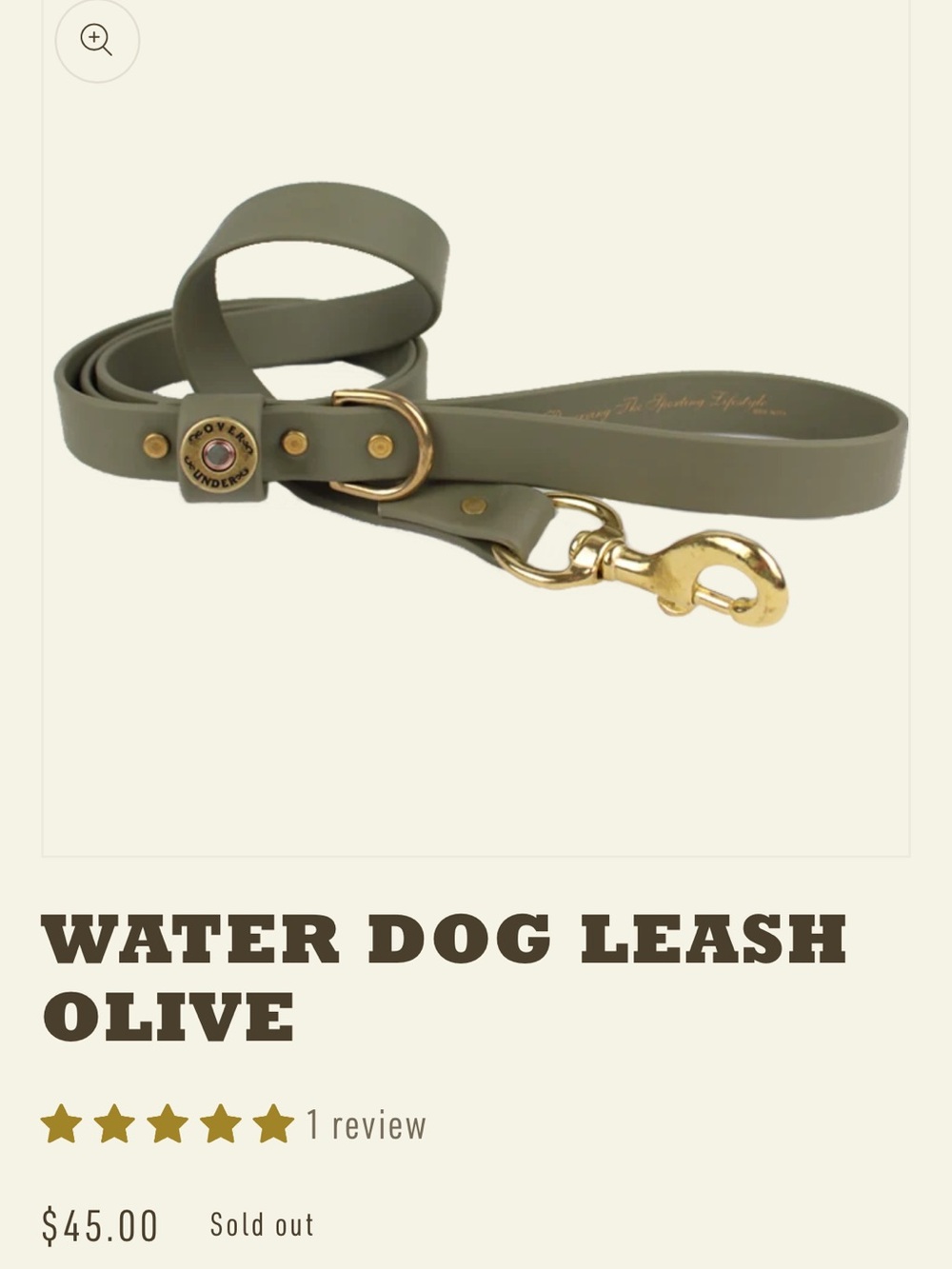 Over Under Water Dog Leash Olive